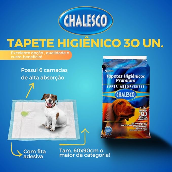 Tapete Higienico Chalesco Para Cães - 30 Unidades | 90x60cm